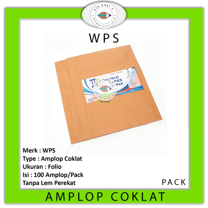 

Amplop Coklat Ukuran Folio WPS ( 23,5 x 34,5 cm )
