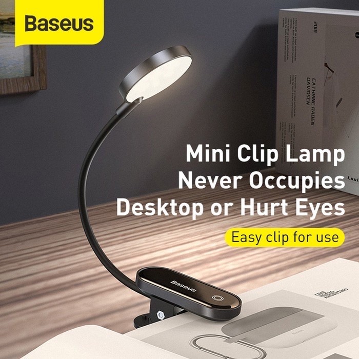 Baseus Comfort Reading Mini Clip Lamp LED Lampu Baca Jepit Clip On Original Baseus