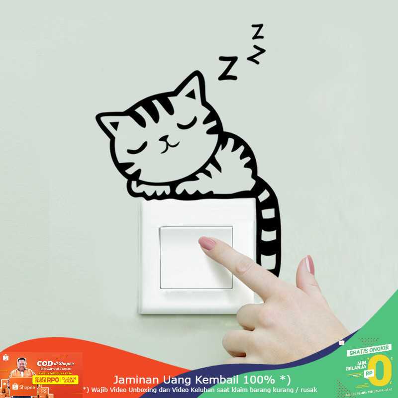 (BISA COD) RVOSTR Sticker Wallpaper Dinding Sleeping Cat