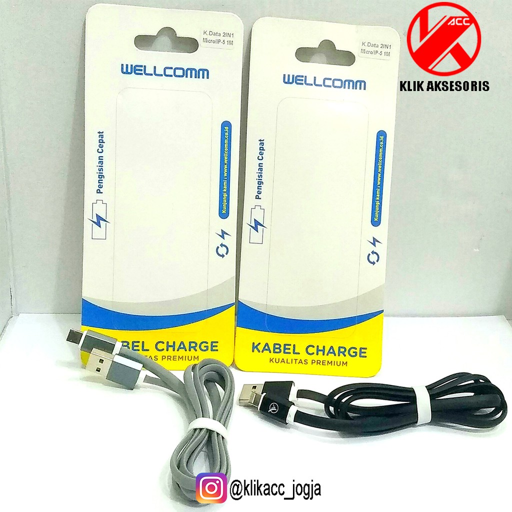 WELLCOMM Kabel Data 2in1 MICRO USB / iPhone 5 Kabel Charger Wellcomm 1 Meter
