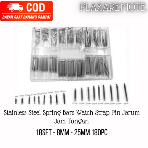 watch strap pin besi  jarum pengait jam tangan RANTAI spring bar ukuran 8MM - 25MM 180PC