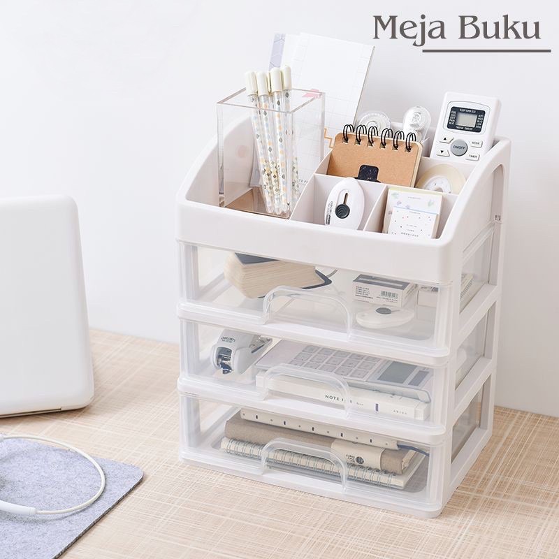 Rak Kosmetik 3 laci Rak Makeup Storage Kotak Penyimpanan alat tulis Tempat Kosmetik multifungsi