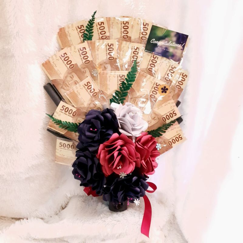 Buket Uang 100.000 Asli / Buket Bunga Kertas Uang Asli / Money Bouquet