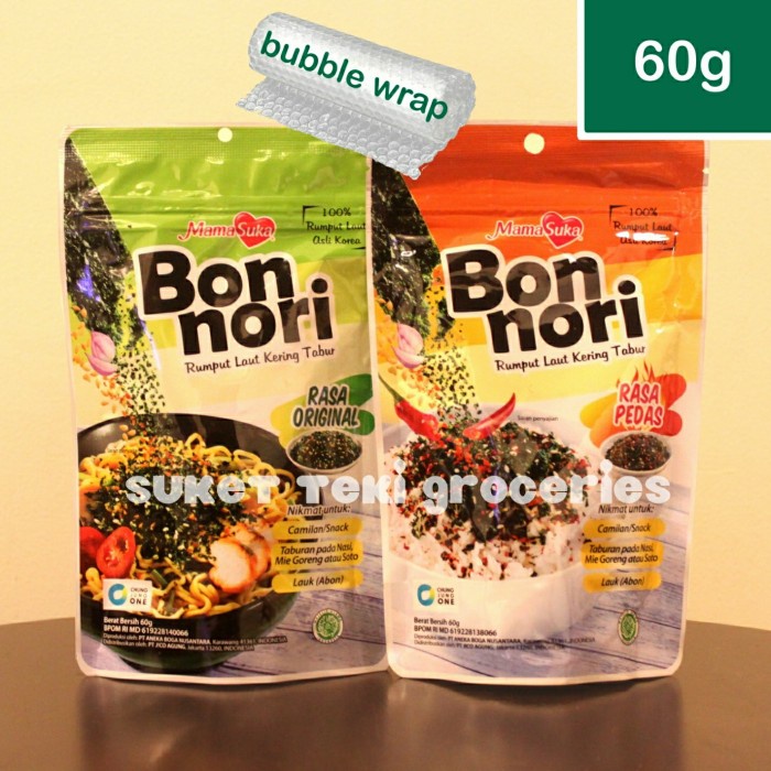 

NEW Mama Suka Bon Nori Rumput Laut Original / Pedas 60gr Pouch Ziplock - Pedas