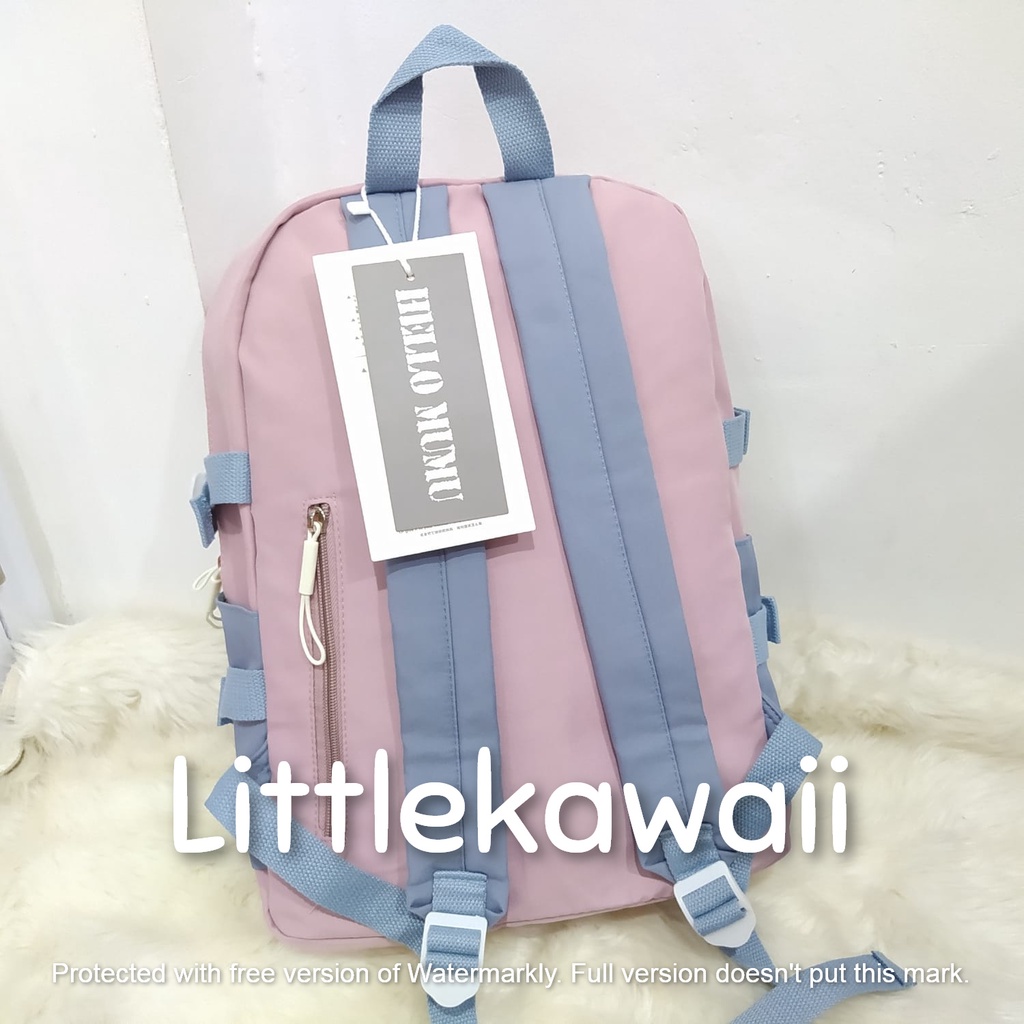 LK/ Tas Ransel Laptop Backpack Parasut Sekolah Fashion Korean Style Remaja Warna Warni Cute Gesper Import