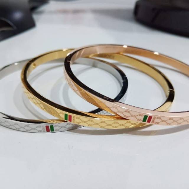 Gelang Set isi 3 Titanium Lapis Emas Anti Karat Termurah GBT259-46-AMK