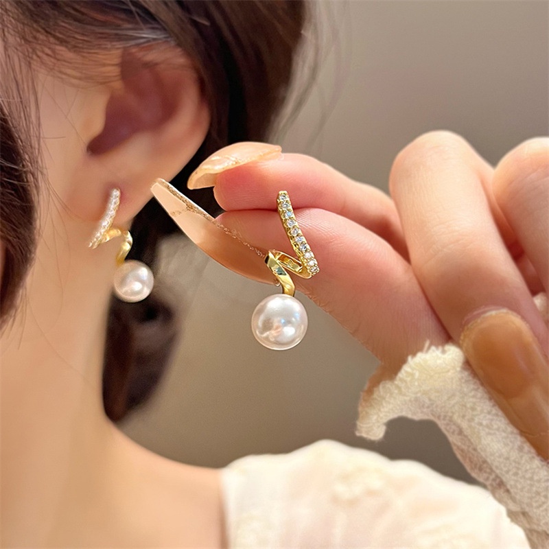 Anting Tusuk Silver S925 Desain Hati Hias Mutiara Gaya Korea Untuk Wanita