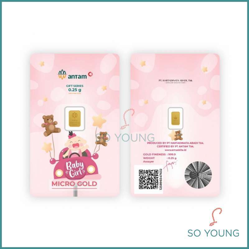 Hadiah Newborn Baby Girl - Car LM ANTAM Micro Gold 0.25gr