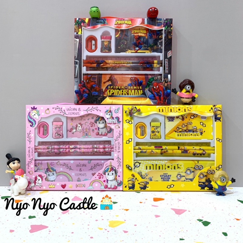 

Stationary Set Box 7in1 Alat Tulis Anak Unicorn Frozen Minion Spiderman Cars Mcqueen LOL Surprise Tsum Tsum Doraemon Hello Kitty Little Pony