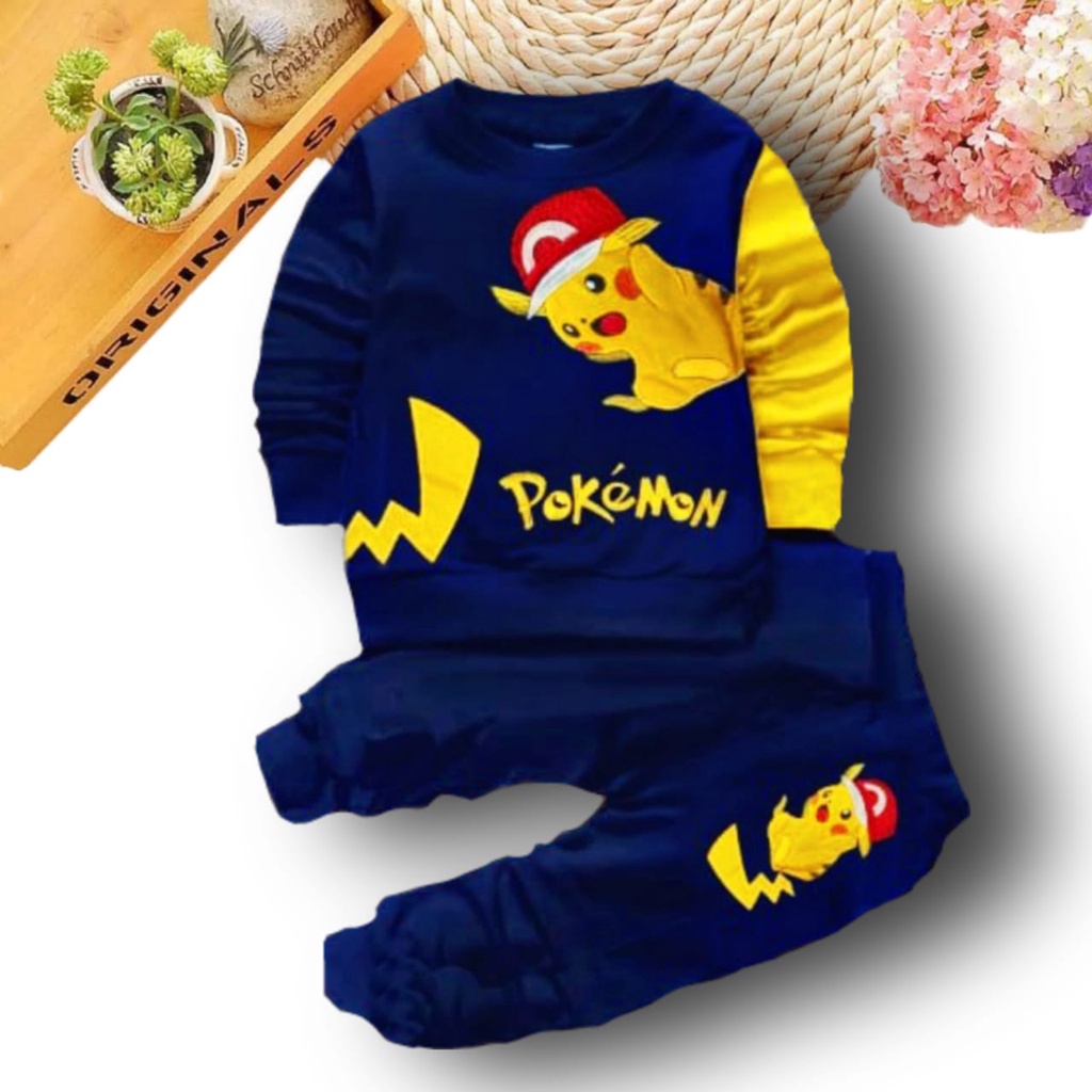 Setelan Sweater Anak Pokemon Pilih Warna 1-6 Tahun Baju anak laki laki Terbaru 2022