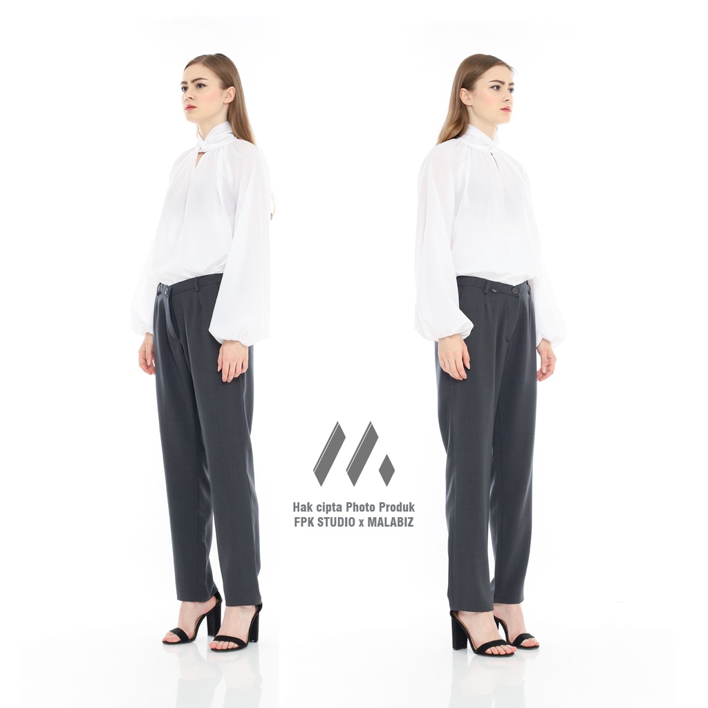 AEGIS - Celana Wanita Kantoran Big Size Formal Bahan Stretch Melar dari Malabiz Pinggang Karet Pinggang melar Celana Wanita big size Celana Jumbo Celana Panjang wanita Celana Kantor Wanita Celana Formal Wanita Celana Kerja wanita