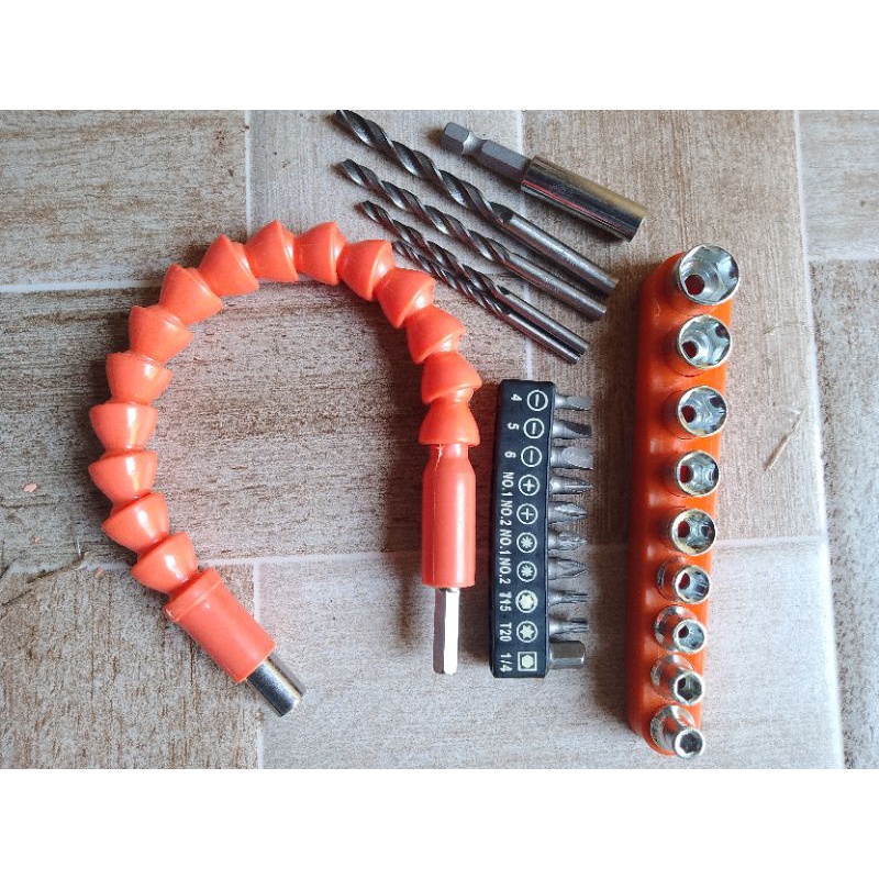 Kunci Set mata shock, mata bor, mata obeng dan Flexible