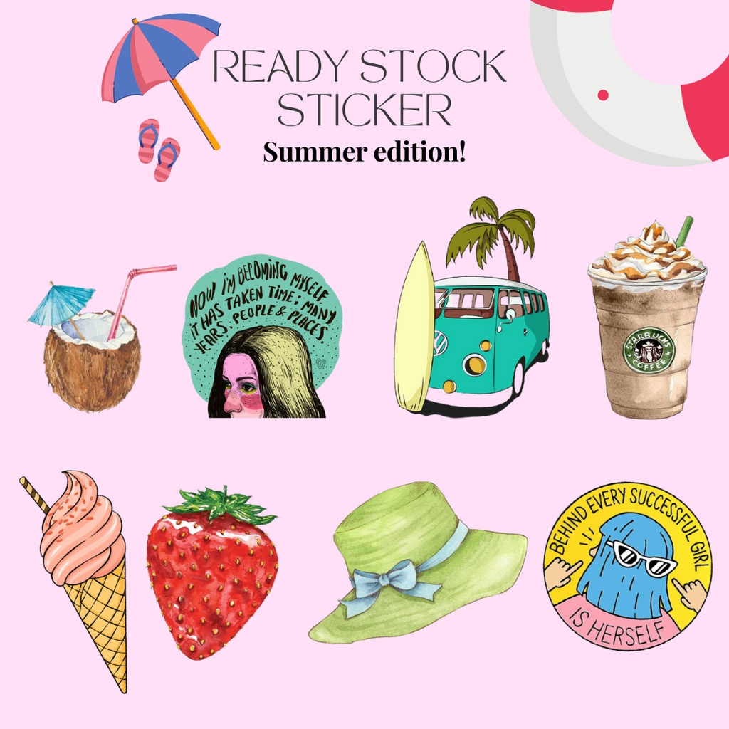 

[BUY 3 GET 1] STICKER Summer HP/Tumbler/Laptop/Binder Stiker Murah Berkualitas