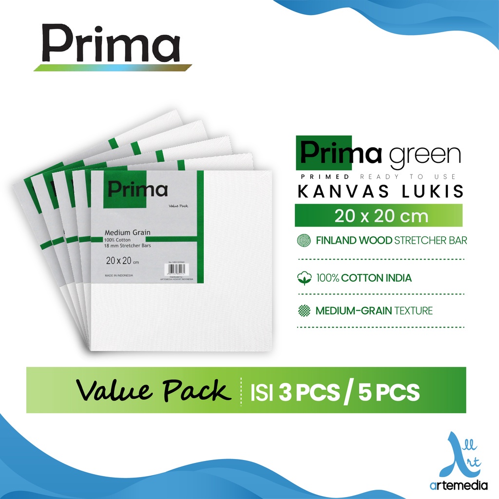 

Prima Green 20x20cm Value Set Cotton Canvas Kanvas Lukis