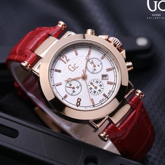Original Jam Tangan Wanita GC Date Tanggal Kulit Guess Collection Premium Kekinian