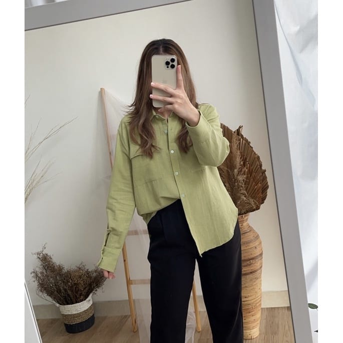 BEFAST - ZEC OOTD Kemeja MORA / Nevese Oversize Shirt CRINCLE / Kemeja Crincle Wanita / Kemeja Wanita Modis / OOTD Remaja Ala Korean Style Wanita / Atasan Lengan Panjang / Keluaran Terbaru / Kemeja Kerja Formal / Kemeja Ada Kantong