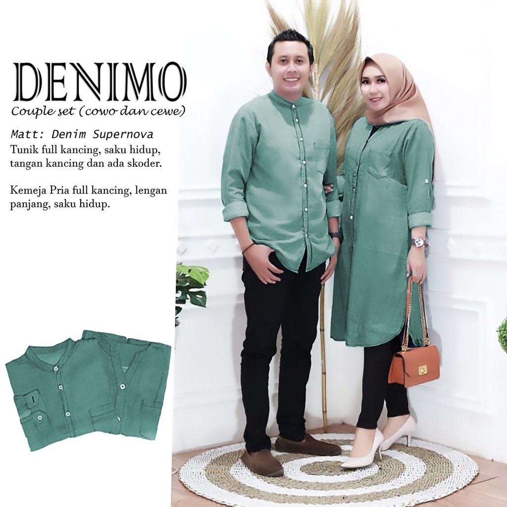 Couple Kemeja Tunik Muslim Denimo cauple lebaran terbaru / Baju Pasangan Atasan Muslim / Tunik Coupl