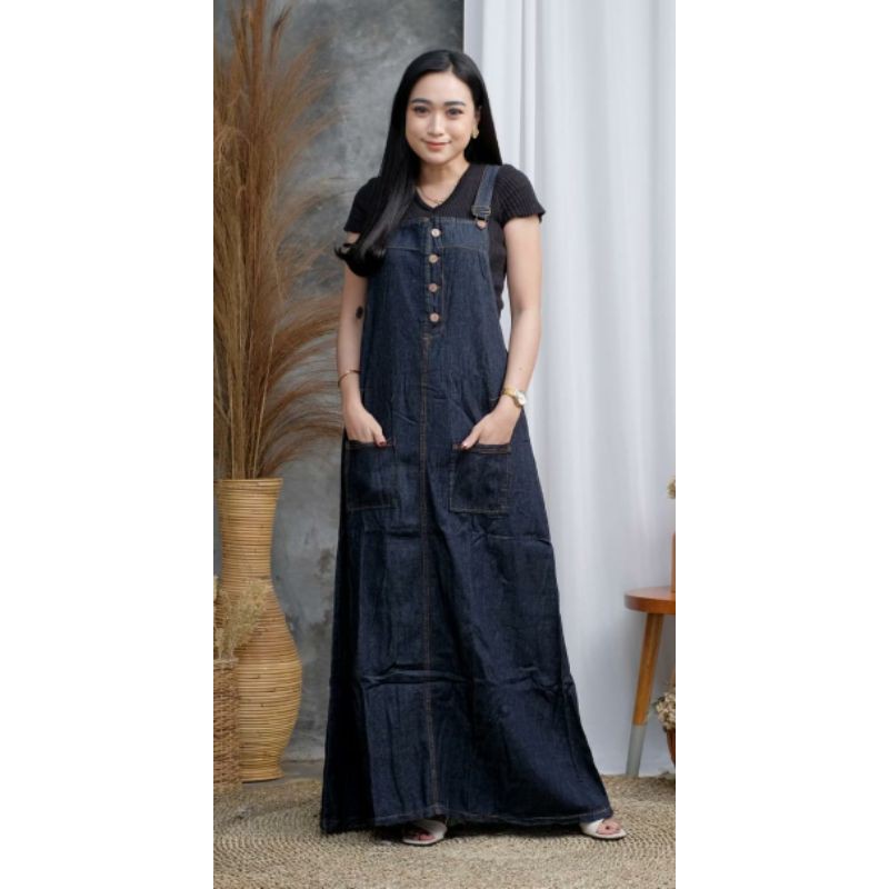 Overall Rok Panjang jeans Wanita