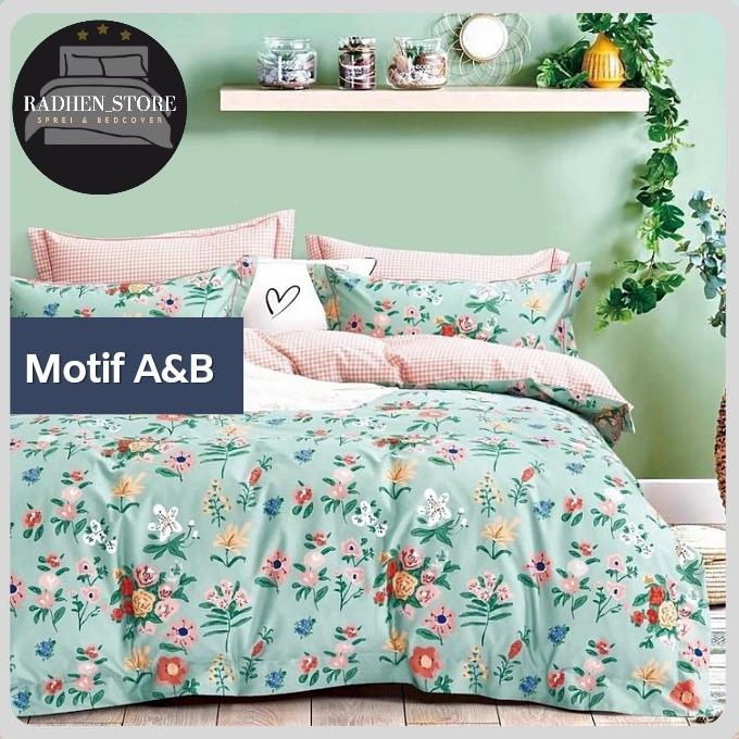 Seprei 160x200x30 katun jepang motif Mawar Bunga Tosca