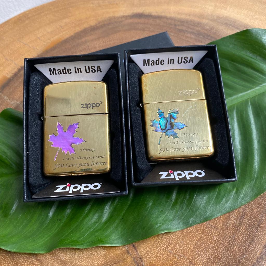 Korek Zippo Gold Premium Daun Maple