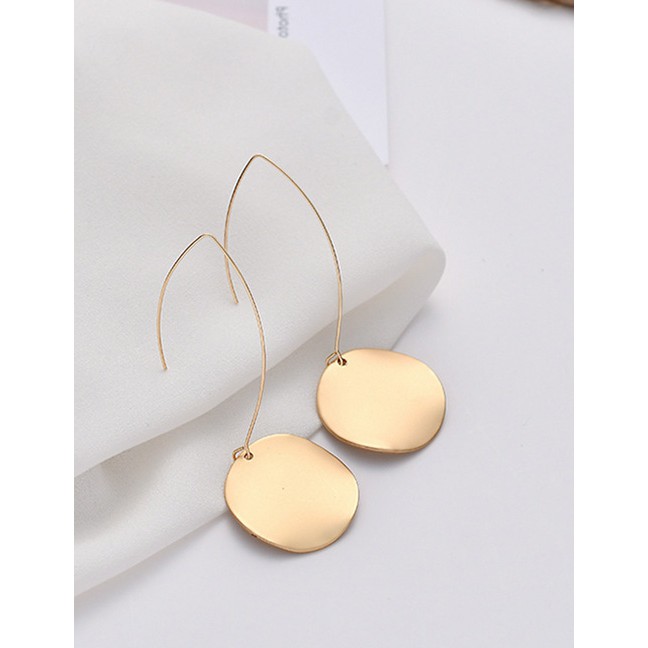 LRC Anting Gantung Fashion Gold Round Long Earrings D46032