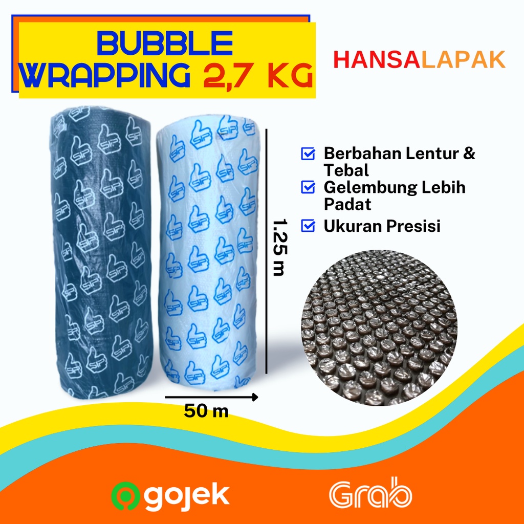 

50 mtr Bubble Wrap Gelembung Plastik Packing 125 x 2,7 x 50 mtr (1 ball)