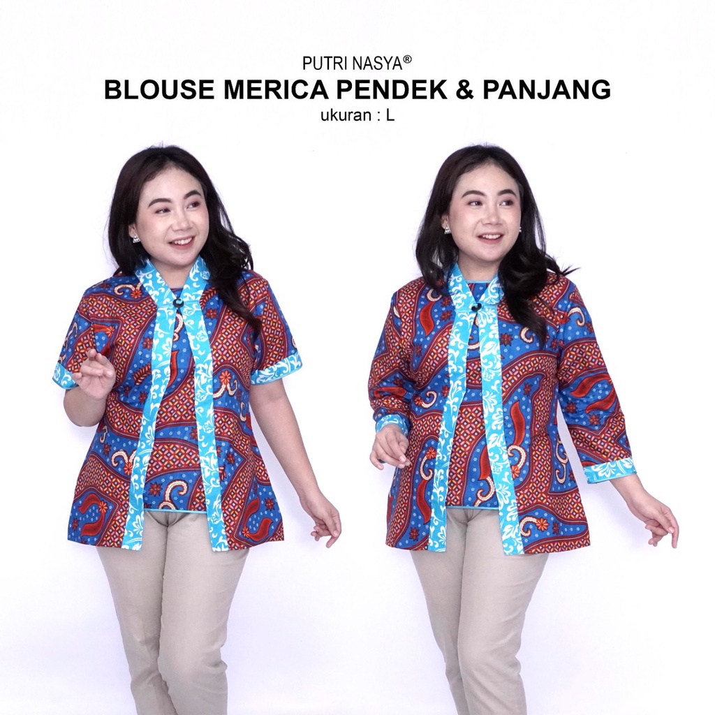 Blouse Big Size Formal Atasan Batik Jumbo Wanita S-M-L-XL-2L-3L-4L-5L-6L-7L Blus Jumbo Kantor Kerja Batik / Pakaian Kekinian Wanita Super Big LD 140 Keren / Blus Batik Seragam Bahan Katun Formal Model Terbaru / Baju Batik Bigsize Wanita Trendy