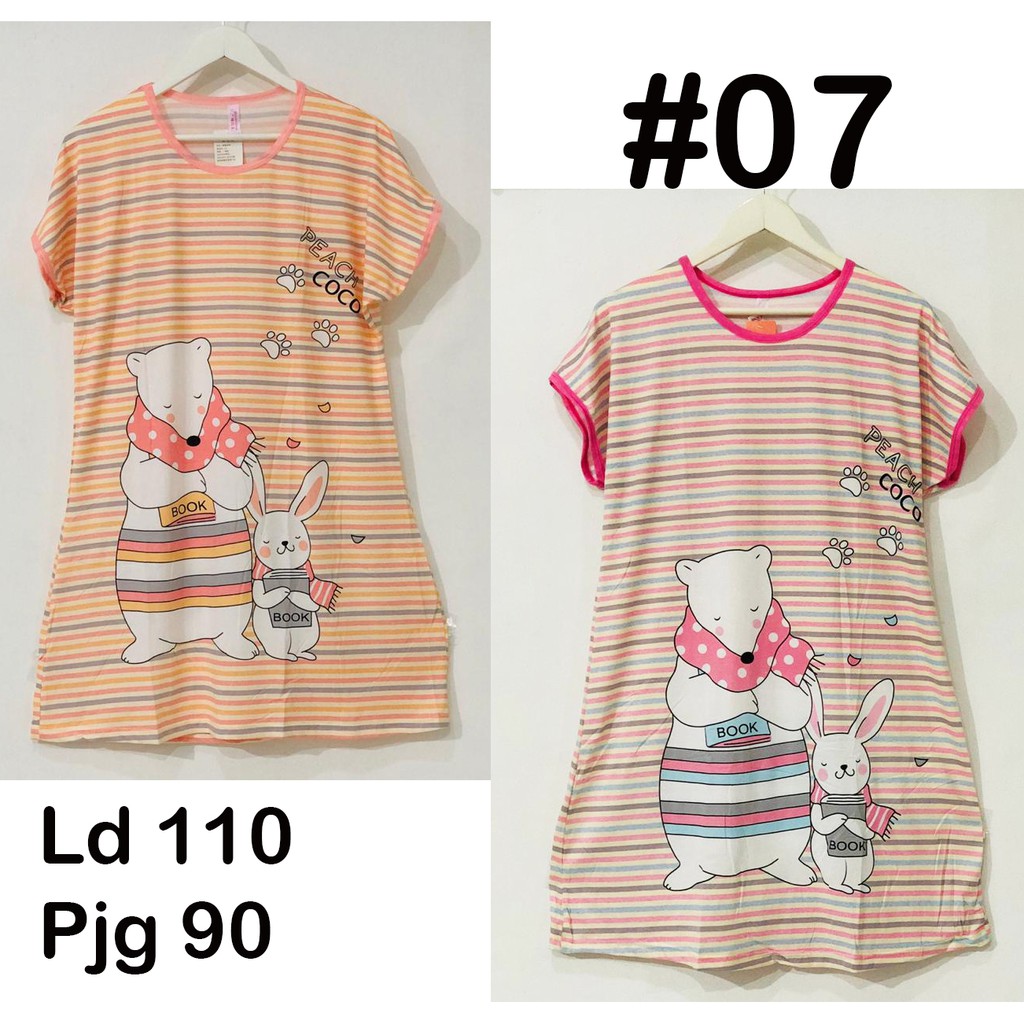 Daster Import Motif Salur Gambar Lucu | Setara Ukuran XXL | Ld 110