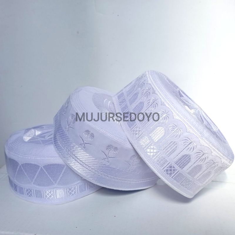 Peci Kain Kopiah Bulat Bugis Madinah Putih Haji