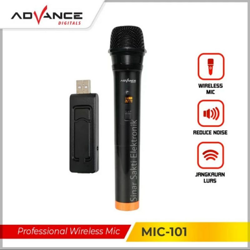 Microphone Mic Wireless Advance 101 Single Tanpa Kabel Karaoke Malang