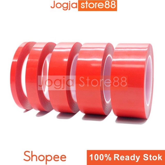 

Perekat Double Tape | Material Acrylic Adhesive Bening Ketebalan 1mm 25mm x 3m - Red