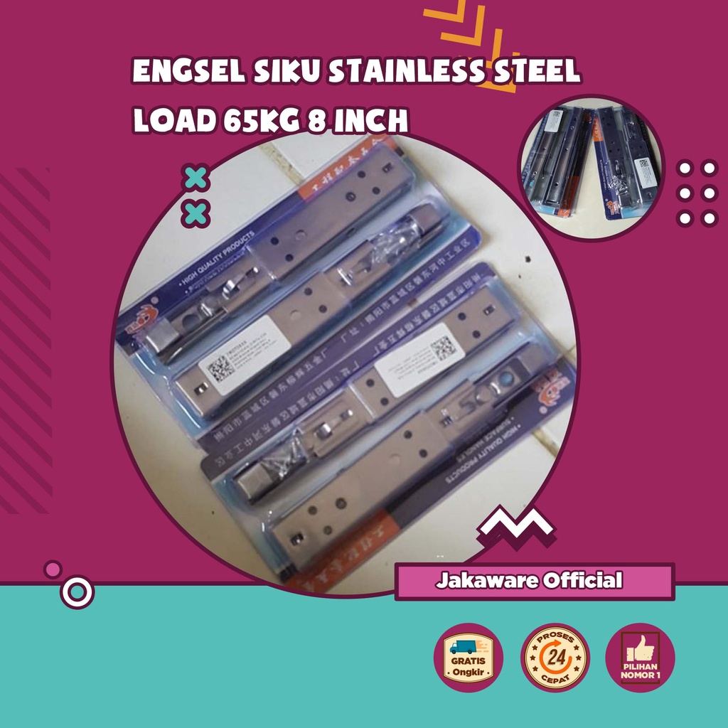 BRACKET ENGSEL STAINLESS STEEL 65KG 8INCH 2PCS MEJA LIPAT BELAJAR KERJA SIKU RAK DINDING TEMBOK TEMP