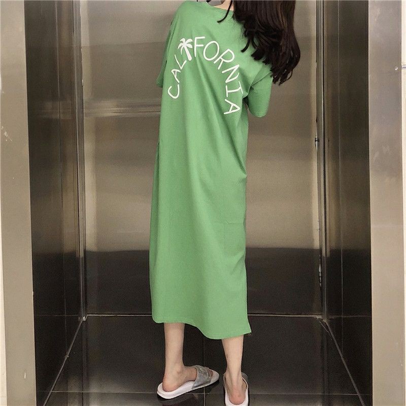 MYSTIQUE.ID  Kaos Long Dress California Tshirt Oversize Basic Simple