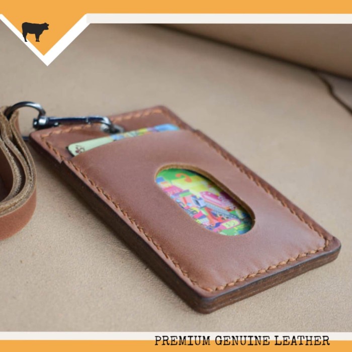 

Unik Gantungan Name Tag Id Card Kulit Asli Handmade Organizer Card Holder Berkualitas