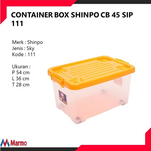 Shinpo Container Box Cb 45 sip 111 /  Shinpo Container Box Plastik 45 Liter + Roda / Kotak Penyimpanan