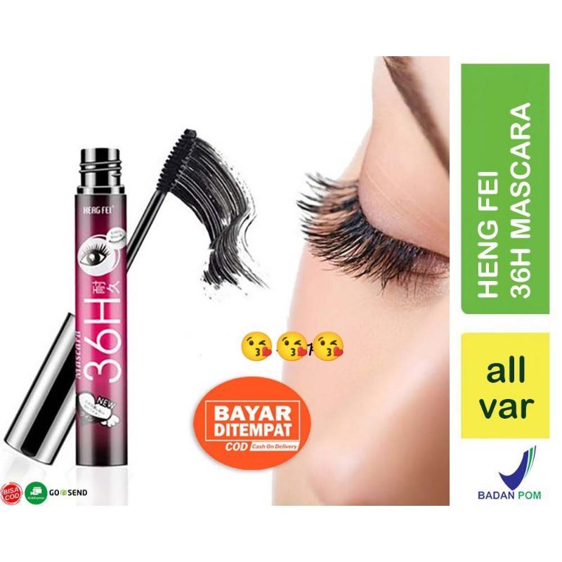 Medan Termurah Mascara Wateproof Melentikkan bulu mata Black 36H Maskara Anti air hengfei