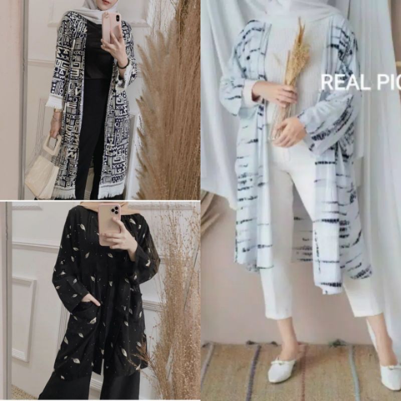 JANIDYE OUTER | LONG CARDI TIE DIE | LONG OUTER MOTIF TIE DYE | CARDI PANJANG RAYON | CARDIGAN LONG