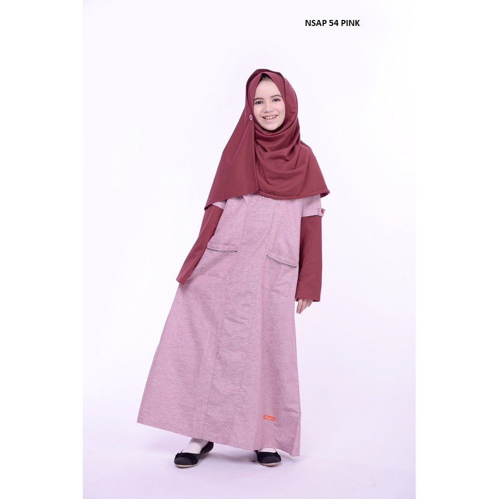 GAMIS ANAK NIBRAS NSAP 54 PINK SARIMBIT 54 NAVY MUSLIM ANAK PEREMPUAN MURAH LUCU TERBARU KATUN