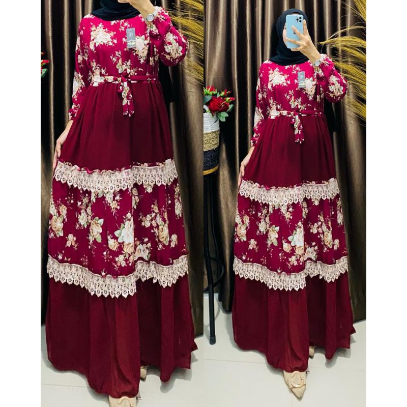 gamis ceruty/gamis ceruty renda/gamis ceruty renda gold/gamis mewah/gamis kondangan/gamis elegant