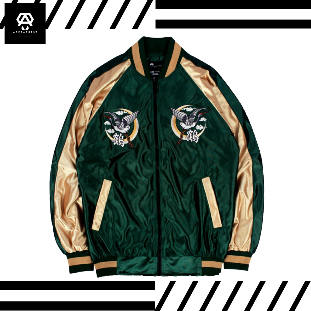 Jaket Sukajan - Shiroi Tori Green - Sukajan Jacket - Sukajan Murah Original
