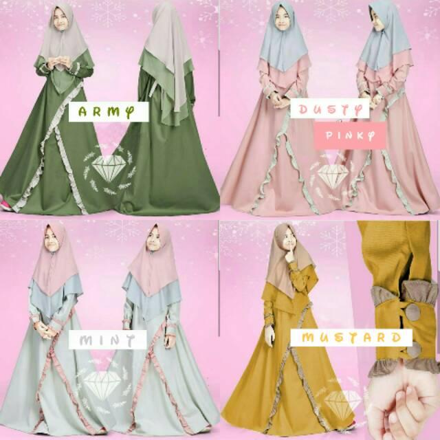 Sarena Kids 8th-12th Baju Muslim Anak Perempuan Gamis Anak Perempuan Baju Anak Perempuan