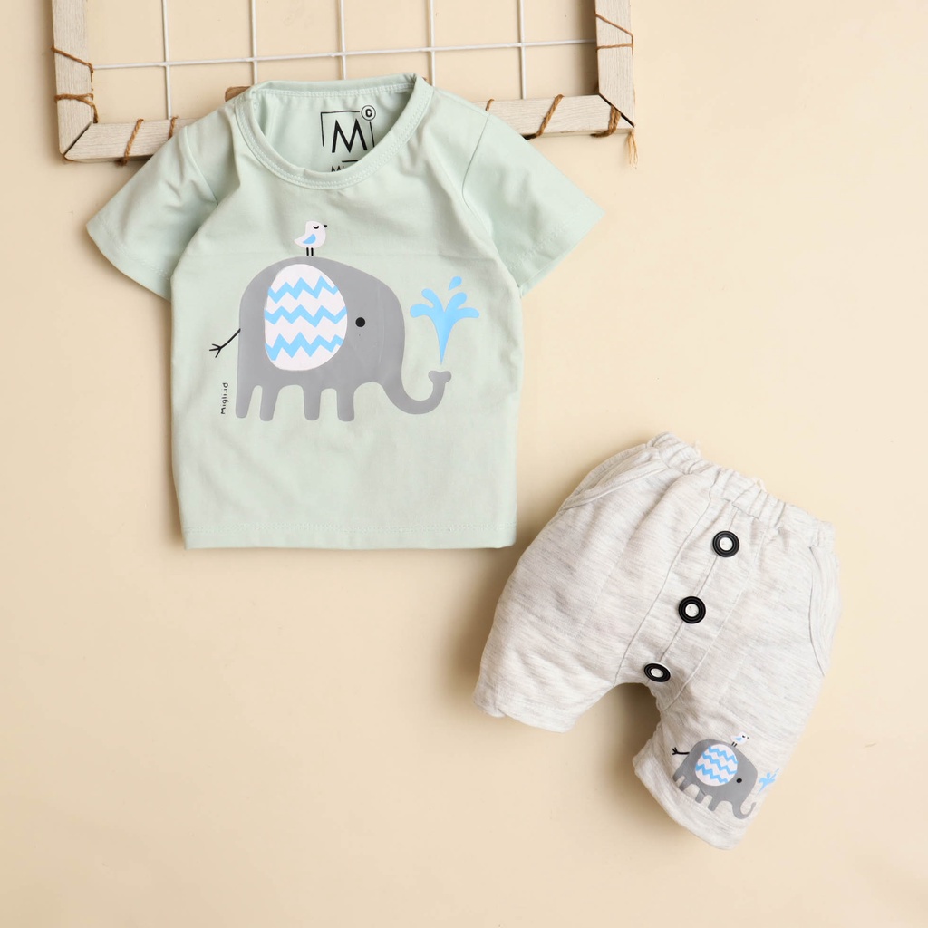 MG Motif Elephant Setelan Baju Bayi 3 Bulan - 3 tahun / Baju Anak Laki-laki / Setelan Anak