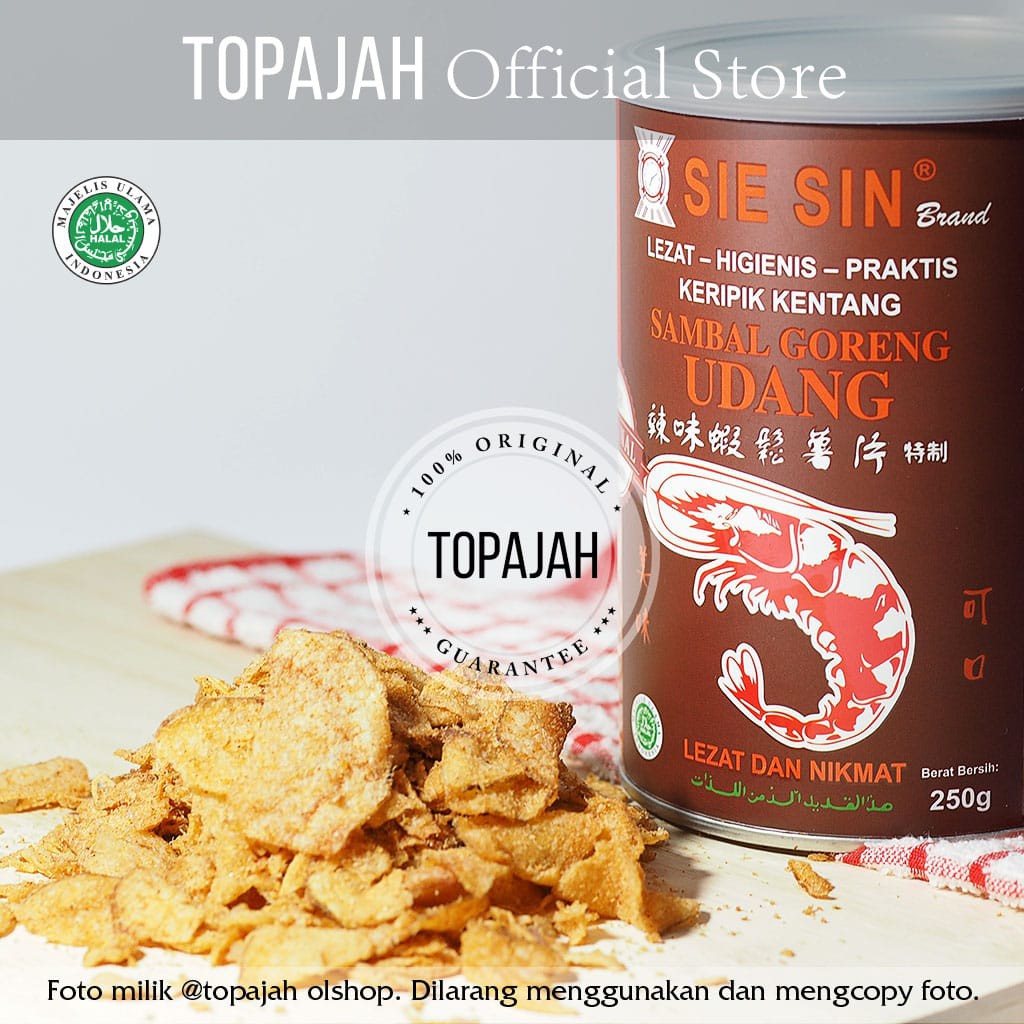 

Keripik kentang sambal goreng udang”SIE SIN” kaleng 250gr.