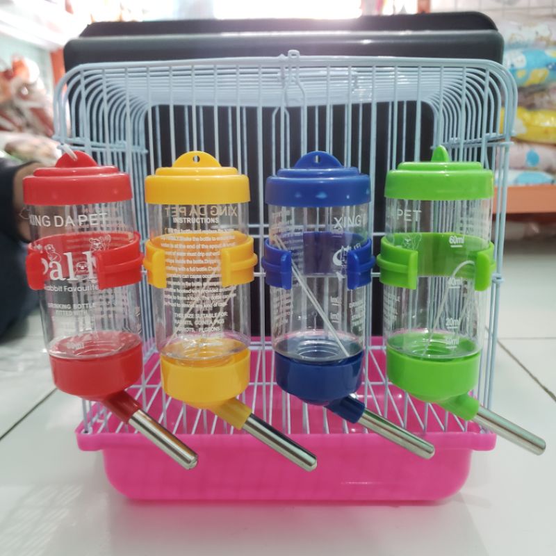 TEMPAT MINUM BOTOL 80ML / TEMPAT MINUM HEWAN HAMSTER KELINCI MARMUT SUGAR GLIDER DOT MINUM PREMIUM IMPOR