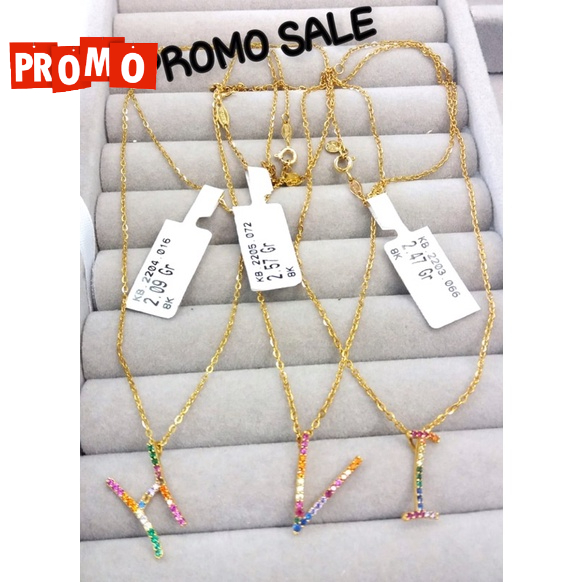 KALUNG HURUF ALPHABET KADAR 375/8K PROMO TERMURAH