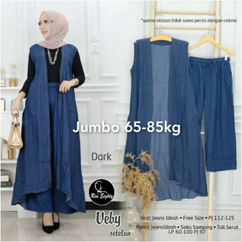 veby stelan/one set/ria eighty/set wanita/2 in 1/high quality-Veby dark jumbo
