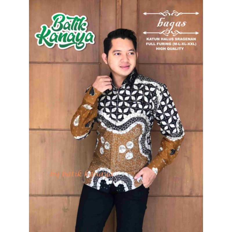 Kanaya Baju Batik Pria Lengan Panjang Full Furing Motif BAGAS Bahan Katun Sragenan