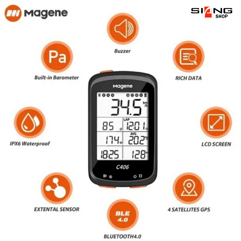 Cyclocomp / Speedometer sepeda Magene C406 bundling Magene Cadence