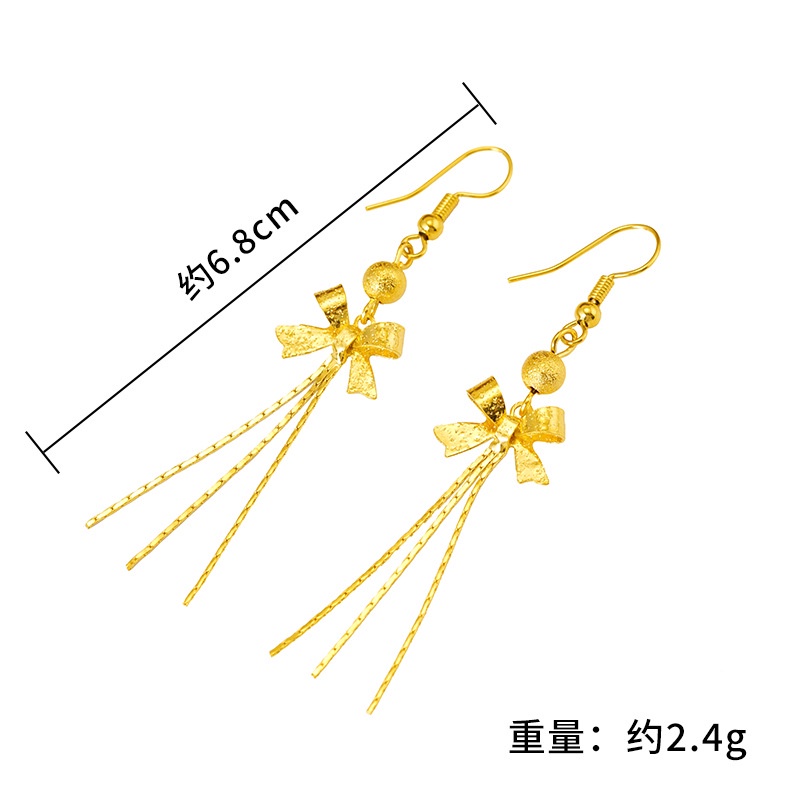 Anting Rumbai Panjang Desain Bintang Note Lapis Emas Asli Kadar 375 Gaya Bangkok Untuk Aksesoris Wanita