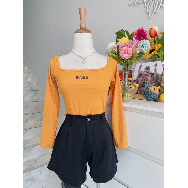 croptop lengan panjang leher square.croptop square lengan panjang wanita.croptop babe murah.